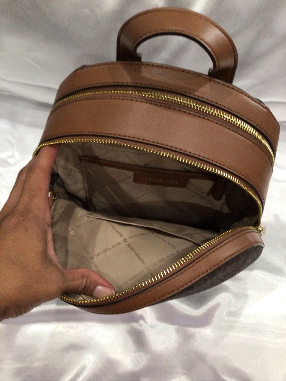 Michael Kors Brown MK Signature Small Backpack - Picture 9 of 15